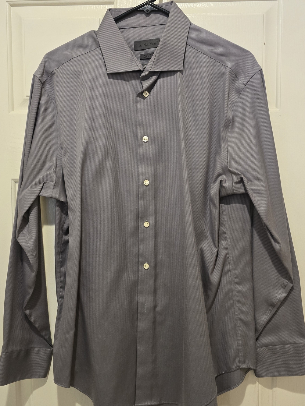 Calvin Klein Non Iron Dress Shirt Gray Long Sleeve Button Front 16 1/2 32 33